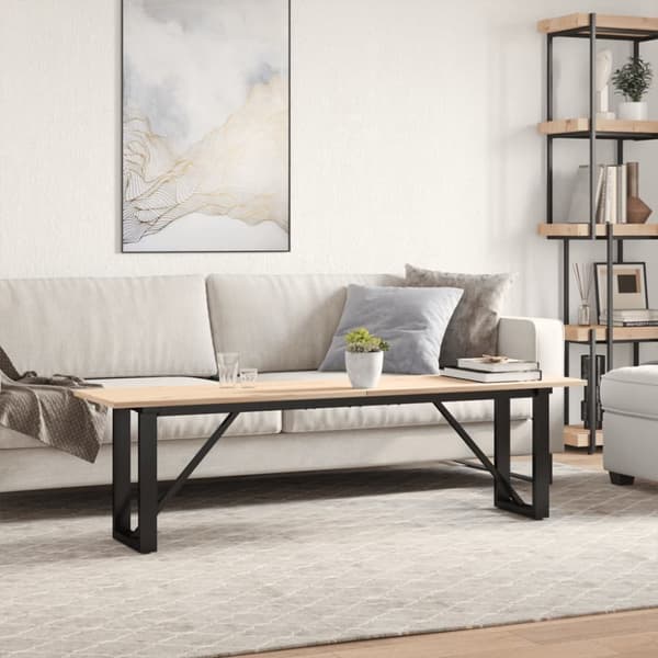 Soffbord O-ram 160x40x45 cm massiv furu och gjutjärn