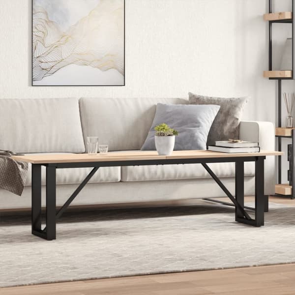 Soffbord O-ram 160x40x45 cm massiv furu och gjutjärn