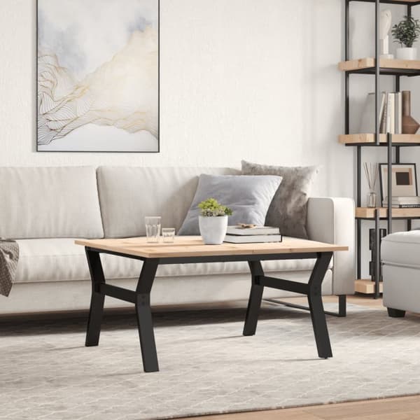 Soffbord Y-ram 80x80x45 cm massiv furu och gjutjärn