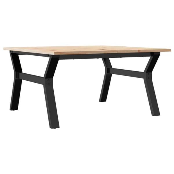 Soffbord Y-ram 80x80x45 cm massiv furu och gjutjärn