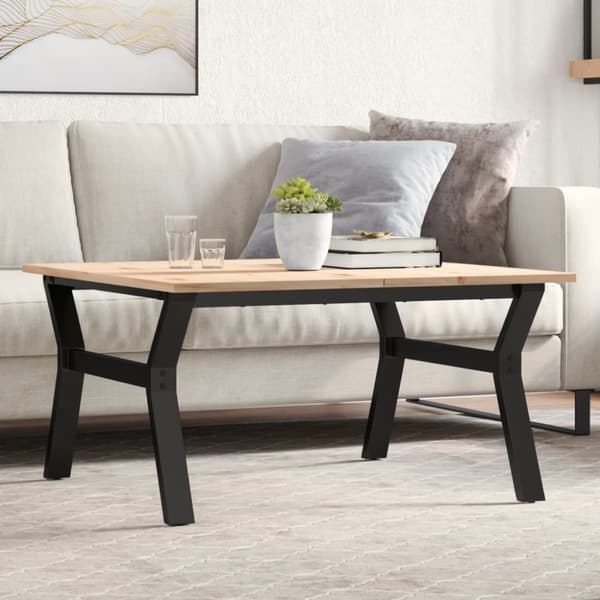 Soffbord Y-ram 80x80x45 cm massiv furu och gjutjärn