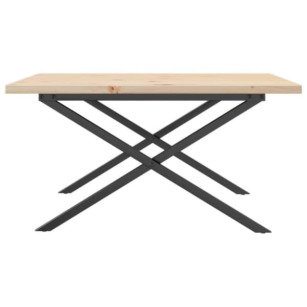 Soffbord X-ram 90x90x45,5 cm massiv furu och gjutjärn