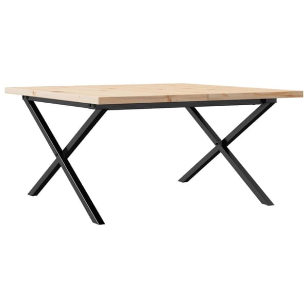 Soffbord X-ram 90x90x45,5 cm massiv furu och gjutjärn