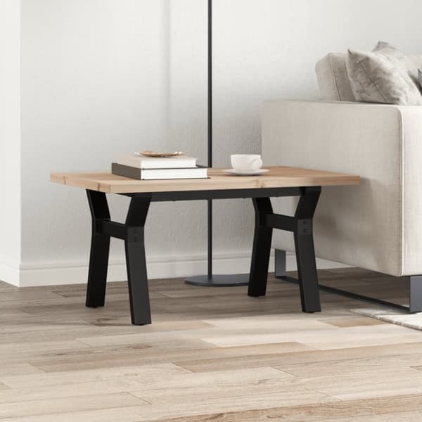 Soffbord Y-ram 80x50x40,5 cm massiv furu och gjutjärn
