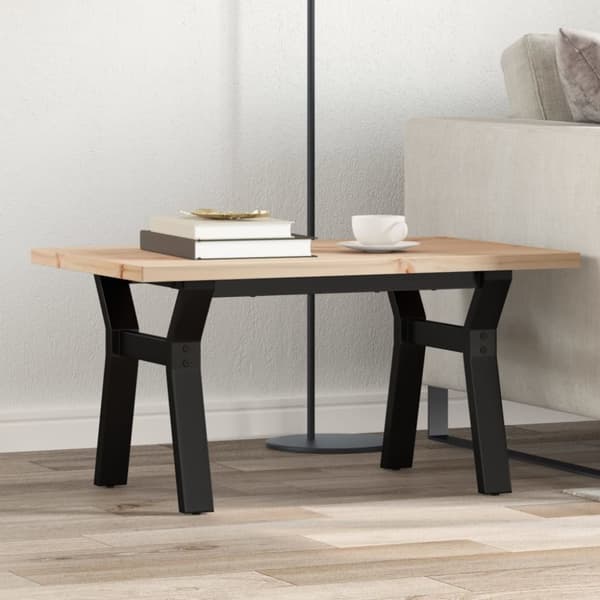 Soffbord Y-ram 80x50x40,5 cm massiv furu och gjutjärn