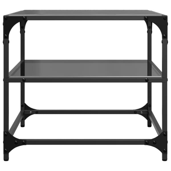 Sohvapöydät 2 kpl musta lasinen pöytälevy 50x50x45 cm teräs