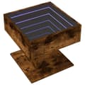 Miniatyrbillede 3 af 10: sofabord med LED-lys 50x50x45 cm konstrueret træ røget eg