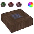Miniatyrbillede 2 af 10: sofabord med Infinity LED-lys 100x100x40 cm brun egetræsfarve