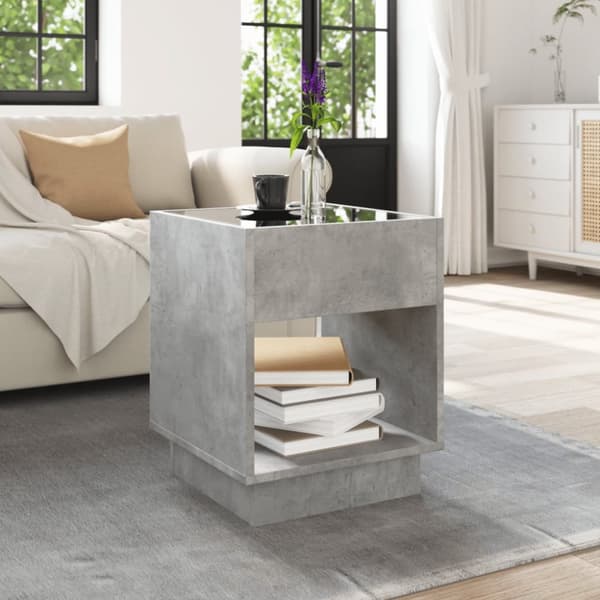 sofabord med Infinity LED-lys 40x40x50 cm betongrå