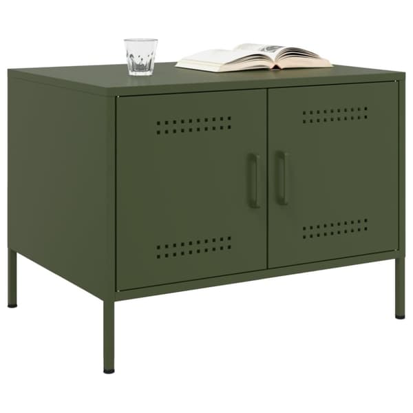sofabord 68x50x50,5 cm koldvalset stål olivengrøn