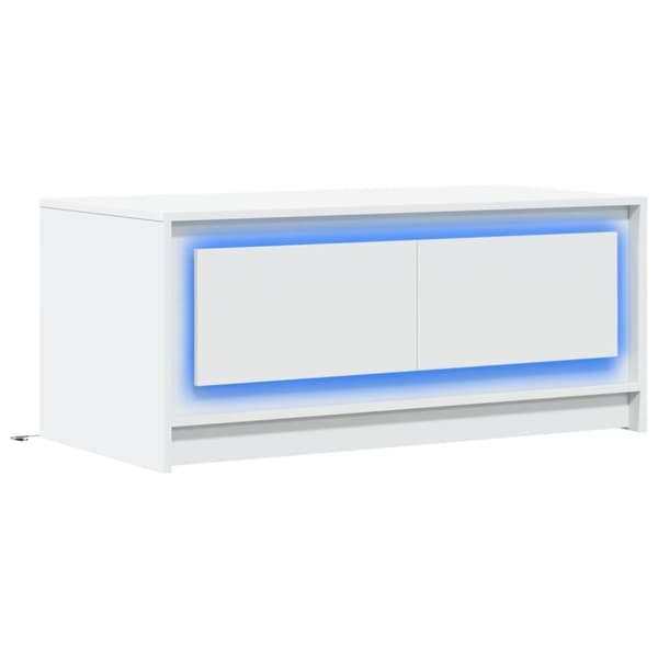 vidaXL Salongbord med LED-lys hvit konstruert tre