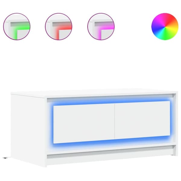vidaXL Soffbord med LEDs vit konstruerat trä