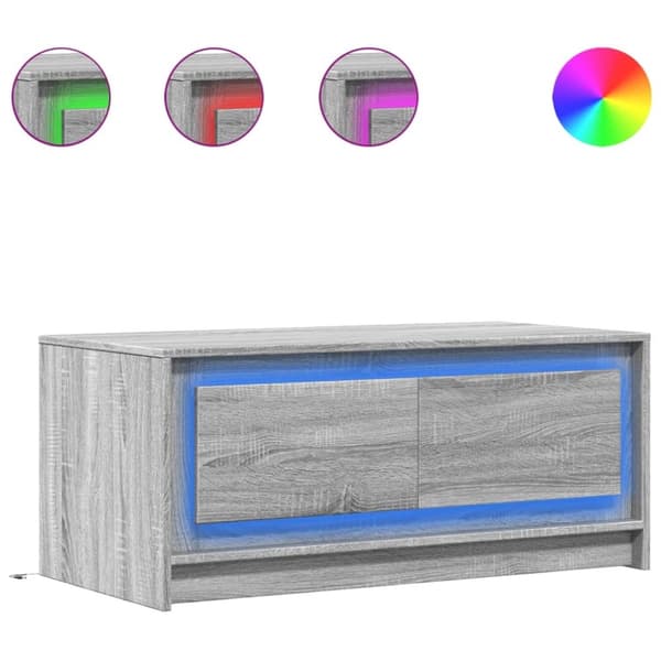 vidaXL Soffbord med LEDs grå sonoma konstruerat trä