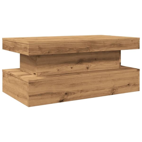 vidaXL sofabord med LED-lys 90x50x40 cm kunsteg