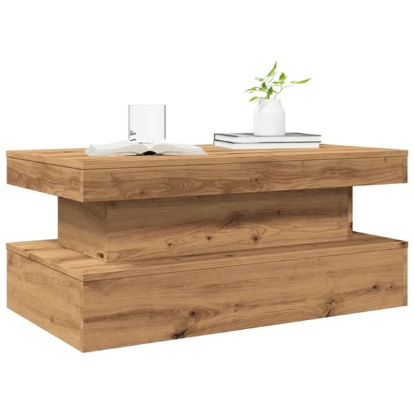 vidaXL sofabord med LED-lys 90x50x40 cm kunsteg