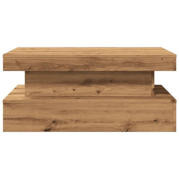 vidaXL sofabord med LED-lys 90x50x40 cm kunsteg