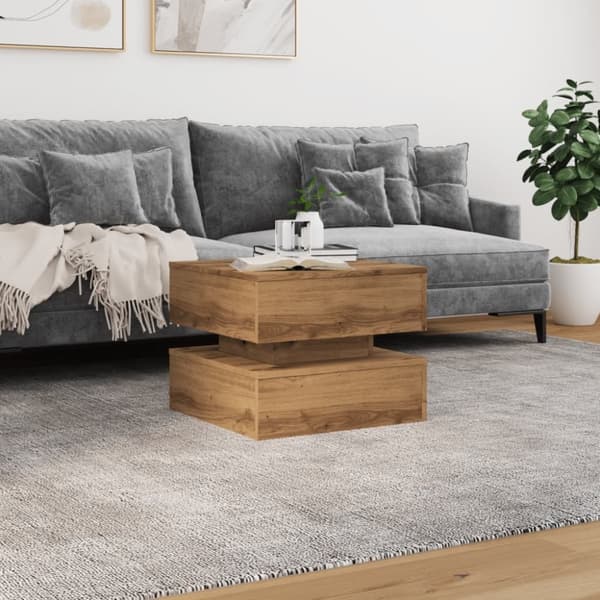 vidaXL Salongbord med LED-lys artisan eik 50x50x40 cm