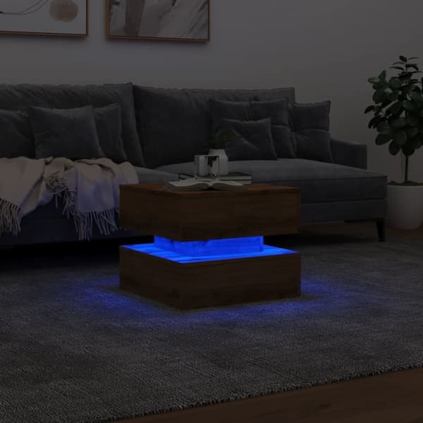 vidaXL Salongbord med LED-lys artisan eik 50x50x40 cm