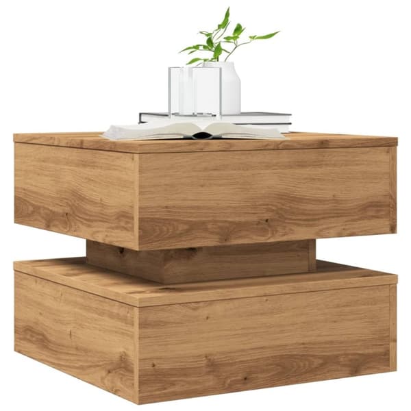 vidaXL Salongbord med LED-lys artisan eik 50x50x40 cm