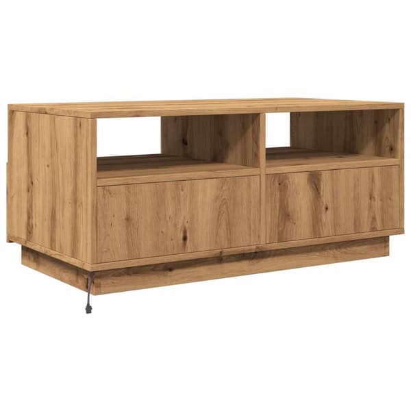 vidaXL Salongbord med LED-lys artisan eik 90x49x40 cm