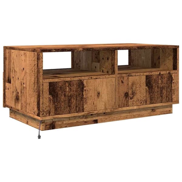 vidaXL sofabord med LED-lys 90x49x40 cm gammelt trælook