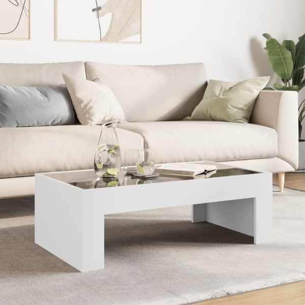 vidaXL Soffbord med Infinity LEDs vit 90x50x30 cm