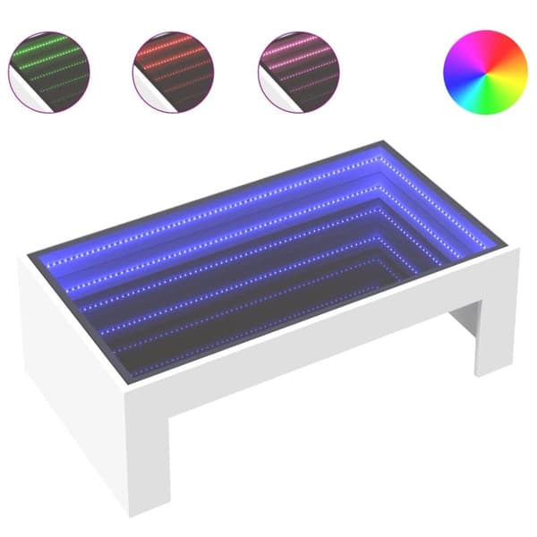 vidaXL Soffbord med Infinity LEDs vit 90x50x30 cm