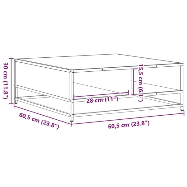 vidaXL Salongbord svart 60,5x60,5x30 cm konstruert tre og metall