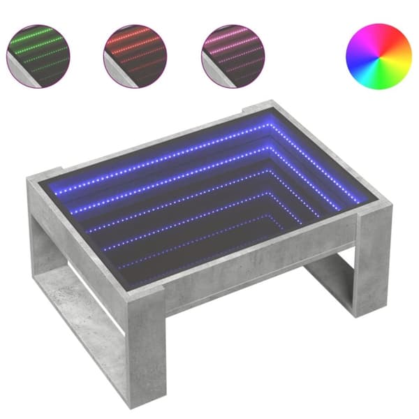 vidaXL Soffbord med Infinity LEDs betonggrå 70x53x30 cm