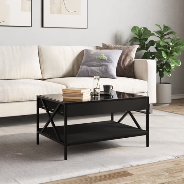 vidaXL Soffbord med Infinity LEDs svart 70x50x38 cm