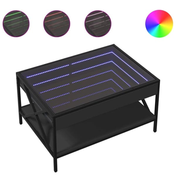 vidaXL Soffbord med Infinity LEDs svart 70x50x38 cm