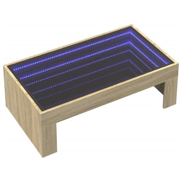 vidaXL Salongbord med Infinity LED sonoma eik 90x50x30 cm