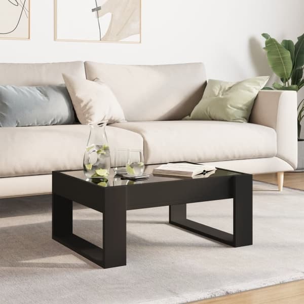 vidaXL Soffbord med Infinity LEDs svart 70x53x30 cm