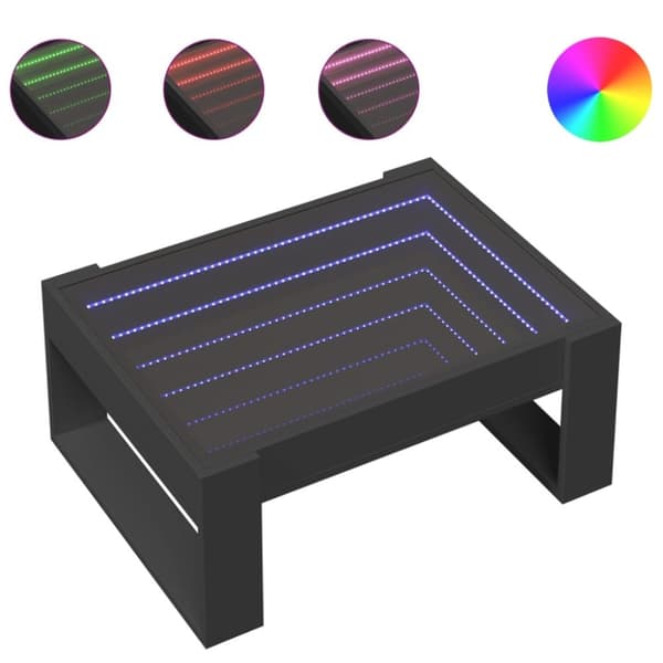 vidaXL Soffbord med Infinity LEDs svart 70x53x30 cm