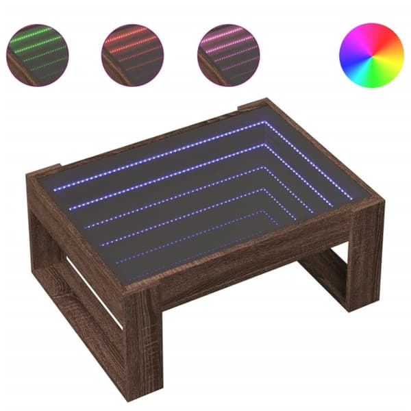 vidaXL Soffbord med Infinity LEDs brun ek 70x53x30 cm
