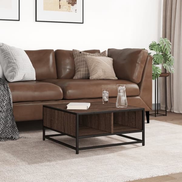 vidaXL sofabord 60,5x60,5x30 cm konstrueret træ og metal sort