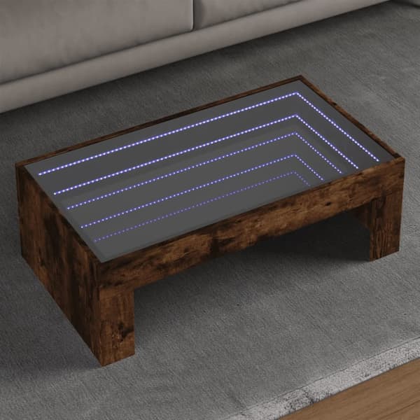 vidaXL Sohvapöytä Infinity LED-valoilla savutammi 90x50x30 cm
