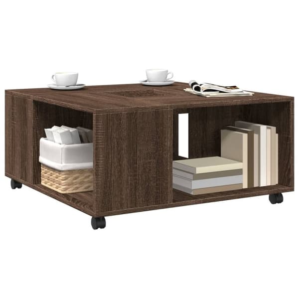 vidaXL Sohvapöytä ruskea tammi 80x80x40 cm tekninen puu