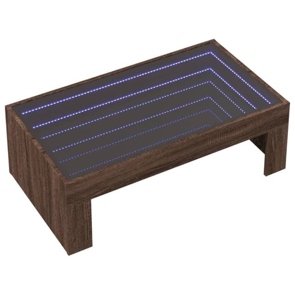 vidaXL sofabord med Infinity LED-lys 90x50x30 cm brun egetræsfarve