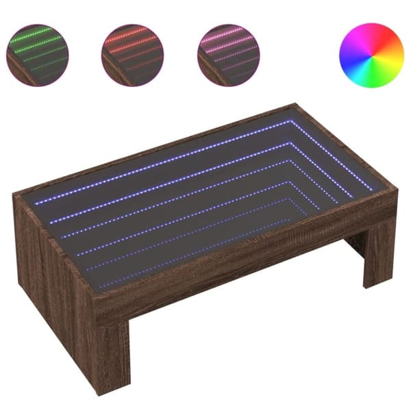 vidaXL sofabord med Infinity LED-lys 90x50x30 cm brun egetræsfarve