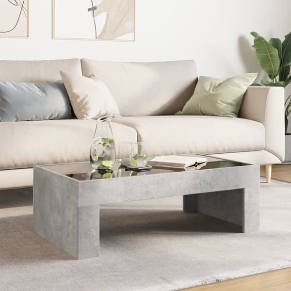 vidaXL sofabord med Infinity LED-lys 90x50x30 cm betongrå