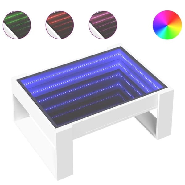 vidaXL sofabord med Infinity LED-lys 70x53x30 cm hvid