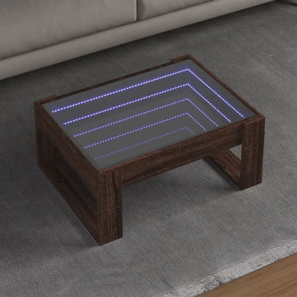 vidaXL Sohvapöytä Infinity LED-valoilla ruskea tammi 70x53x30 cm