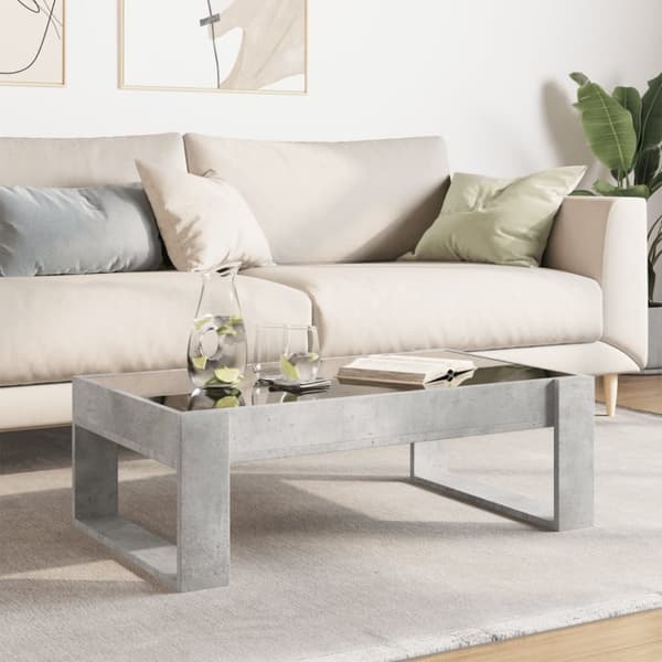 vidaXL sofabord med Infinity LED-lys 90x53x30 cm betongrå