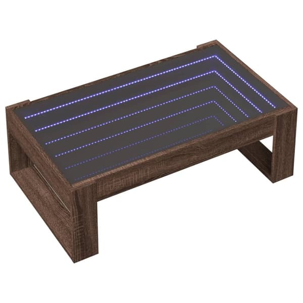 vidaXL sofabord med Infinity LED-lys 90x53x30 cm brun egetræsfarve