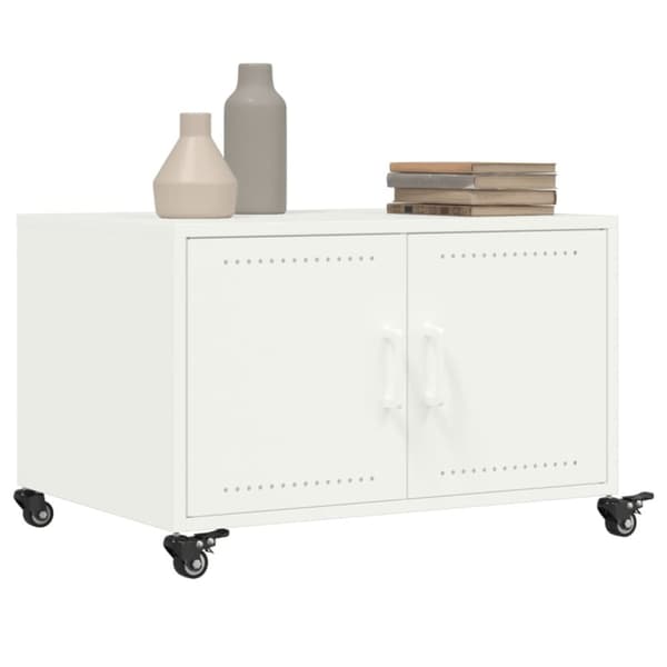 vidaXL sofabord 68x50x43,5 cm stål hvid