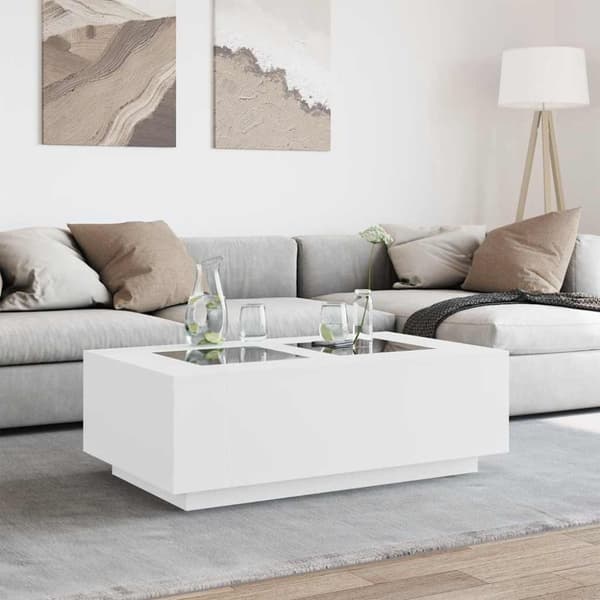 vidaXL sofabord med Infinity LED-lys 116x69x40 cm hvid