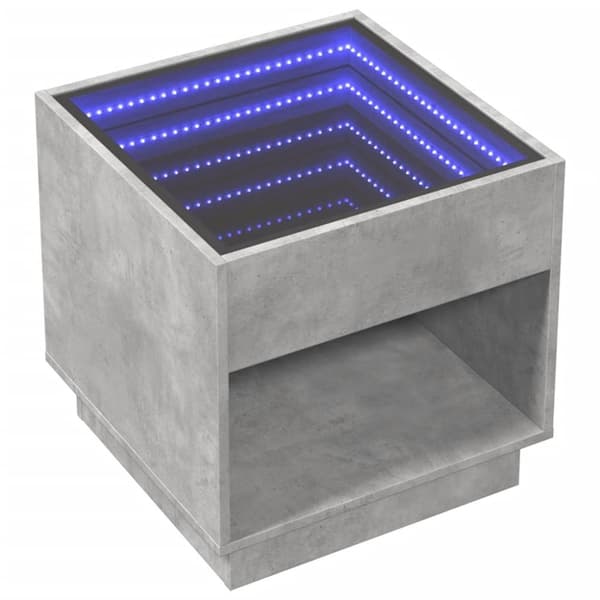 vidaXL sofabord med Infinity LED-lys 50x50x50 cm betongrå