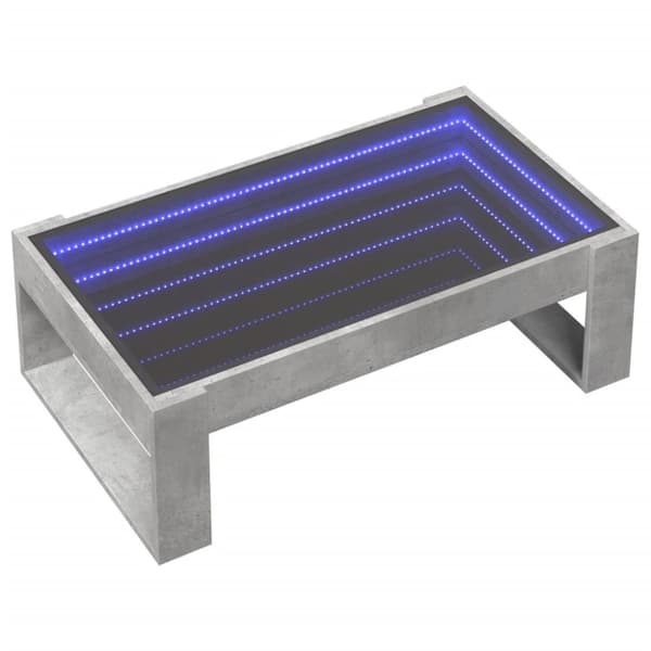 vidaXL Soffbord med Infinity LEDs betonggrå 90x53x30 cm