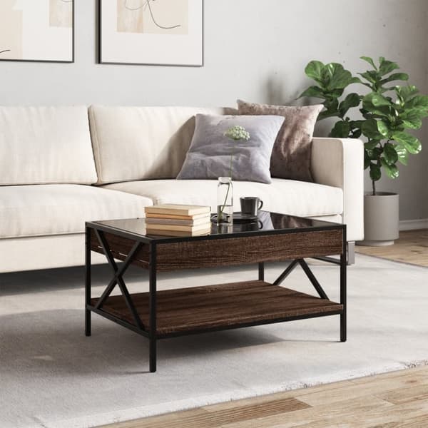 vidaXL Salongbord med Infinity LED brun eik 70x50x38 cm